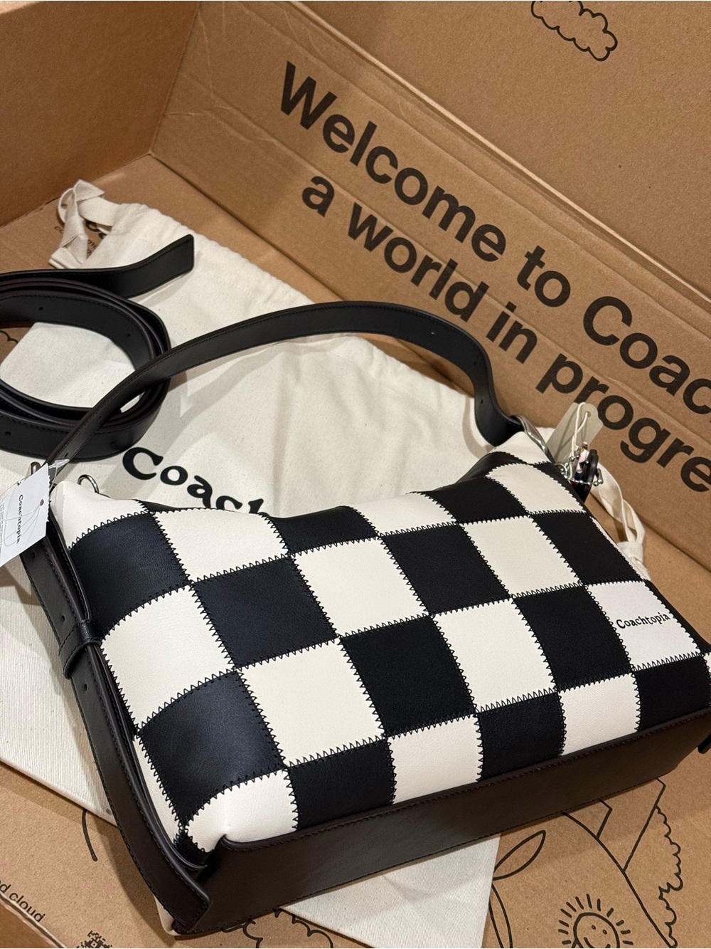 coach Alter/Ego Slouchy Shoulder Bag Black/Chalk CFI73 - Picture 7 of 11